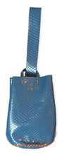 navigli bag | blue snake-embossed with orange stitching
