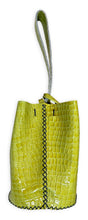 navigli bag | chartreuse mini croc-embosses upcycled leather