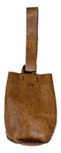 navigli bag | distressed light brown upcycled leather with navy stitching