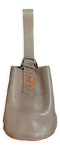 navigli bag | shinning beige upcycled leather with orange stitching