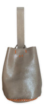navigli bag | shinning beige upcycled leather with orange stitching