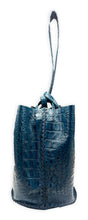 navigli bag | navy croc-embossed upcycled patent leather