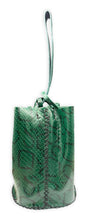 navigli bag | green abstract print snake-embossed upcycled leather