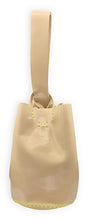 navigli bag | glossy beige upcycled leather with neon stitching