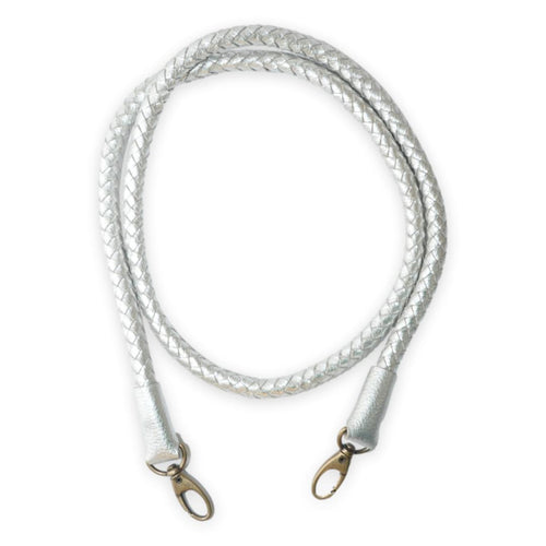 silver hand-braided leather strap