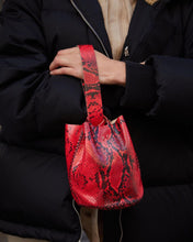 navigli bag | red and black snake embossed upcycled leather