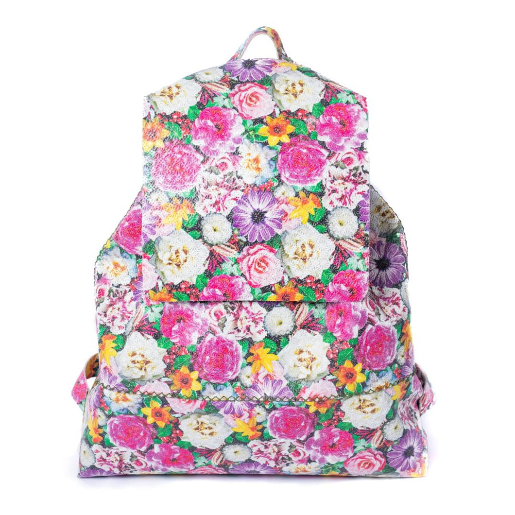 backpack flowers leather Floral hand sanitizer Genuine leather backpack bag for
