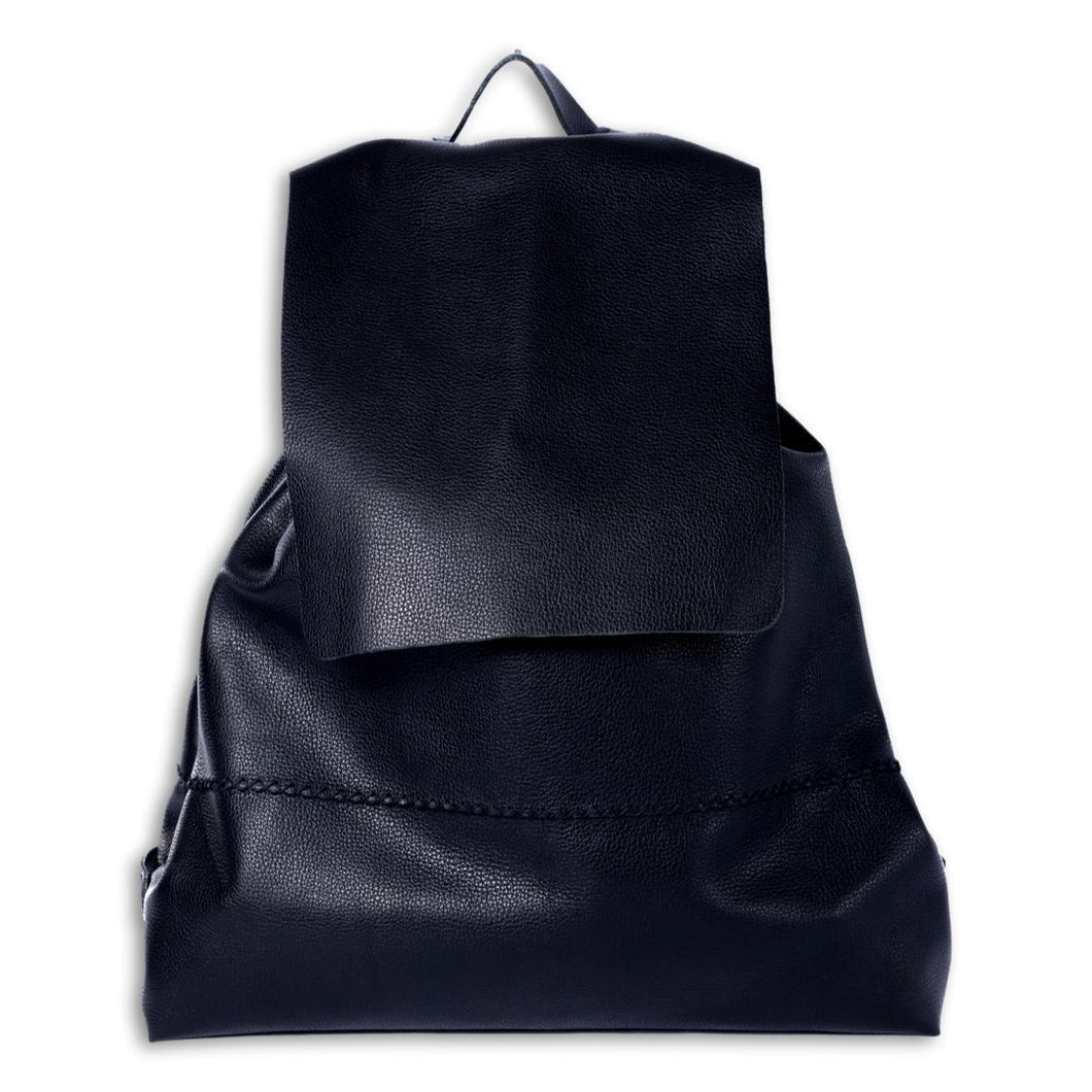 bay ridge large backpack | black upcycled leather