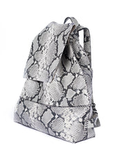 bay ridge large backpack | gray snake-embossed upcycled leather