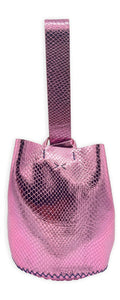 navigli bag | metallic pink snake-embossed upcycled leather