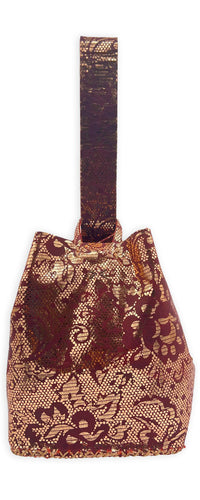 navigli bag | floral gold over burgundy upcycled leather