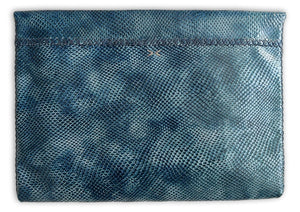 downtown case | blue snake-embossed upcycled leather