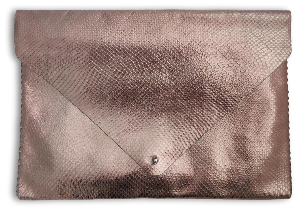 downtown case | pewter snake-embossed upcycled leather
