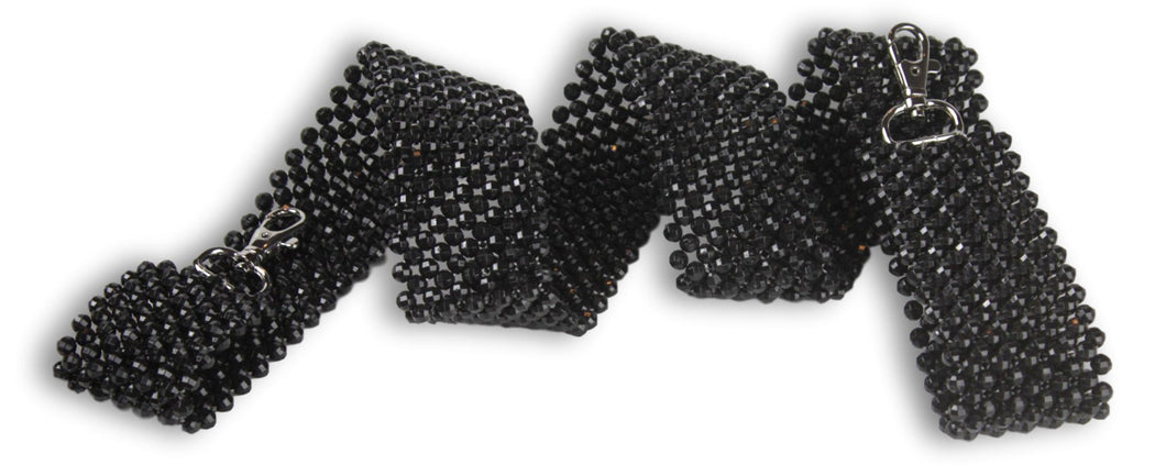 black hand-beaded strap - Volta Atelier