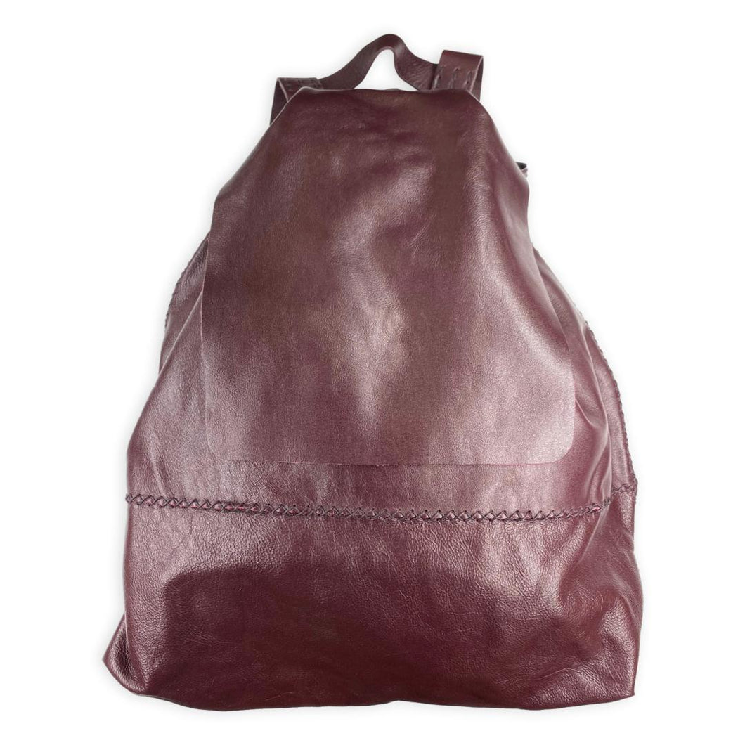 bay ridge backpack | burgundy upcycled leather