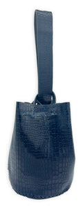navigli bag | navy blue croc-embossed upcycled leather