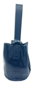 navigli bag | navy blue croc-embossed upcycled leather