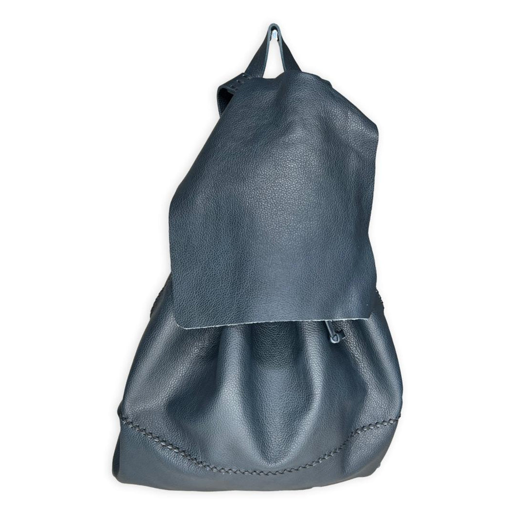 bay ridge backpack | navy blue upcycled leather