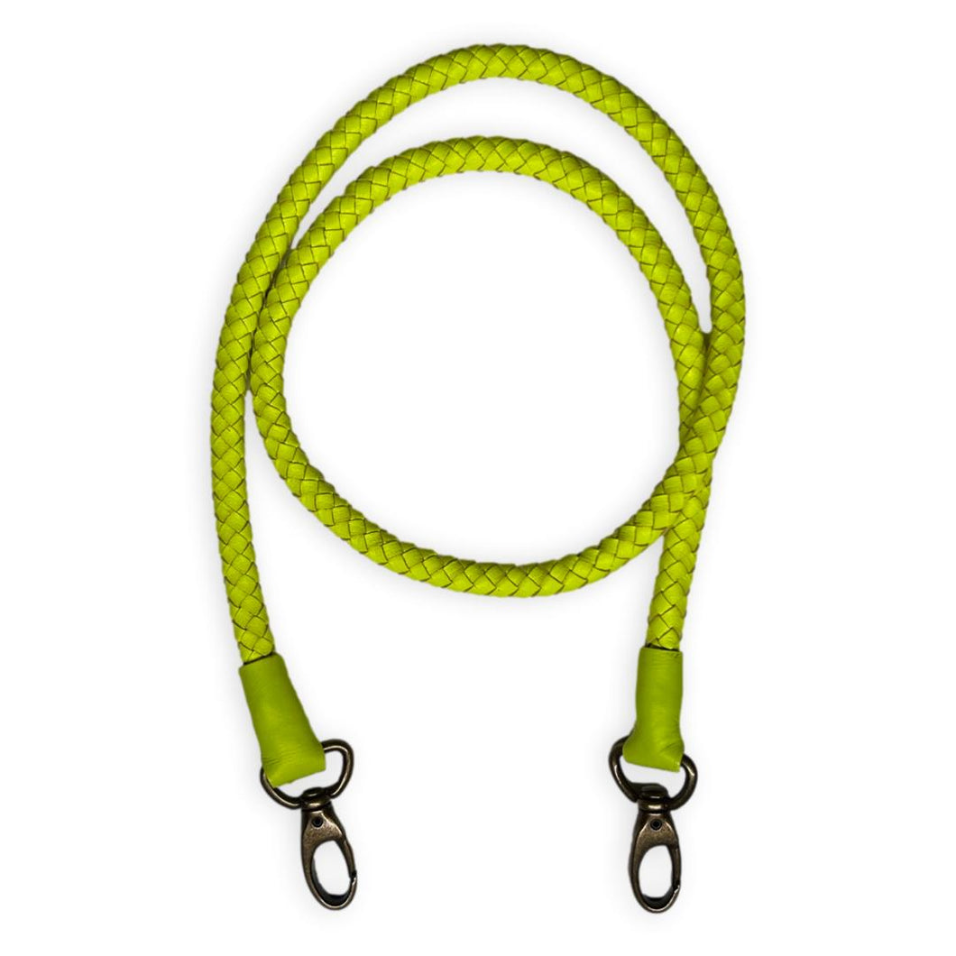 neon yellow hand-braided leather strap