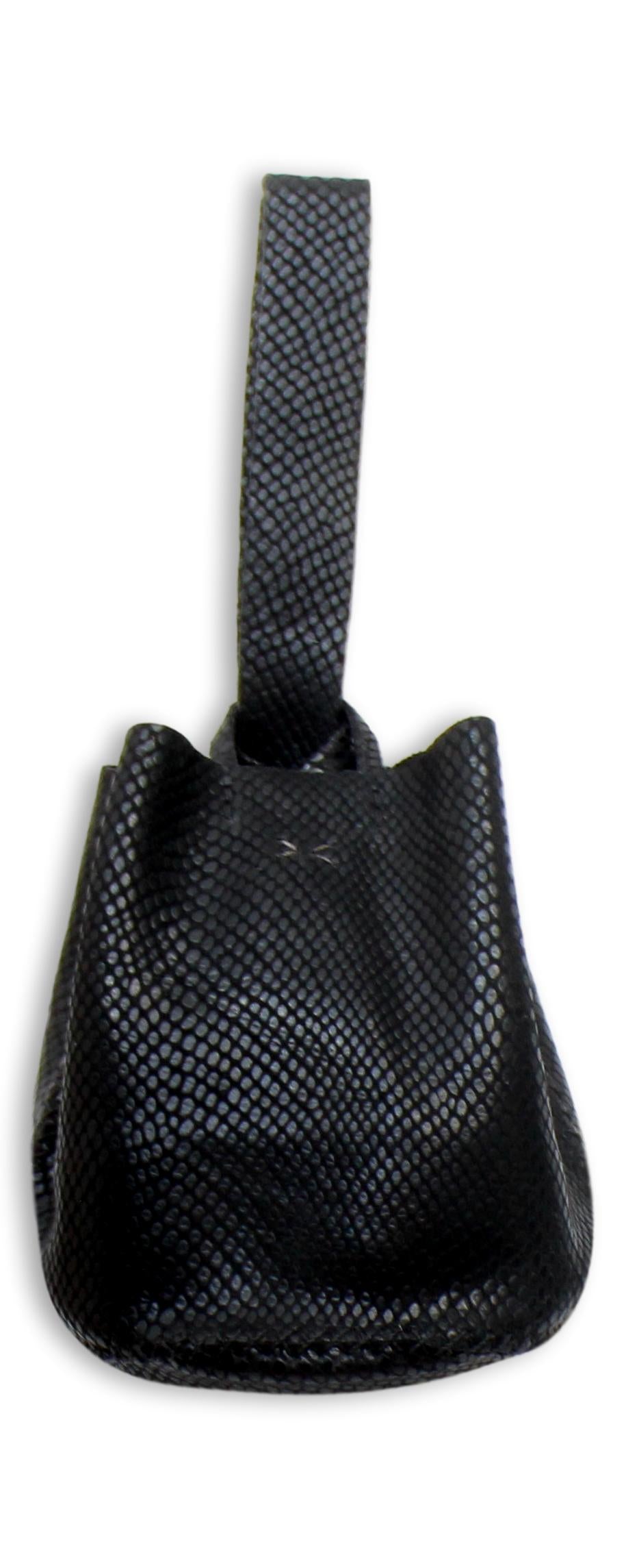 navigli bag | black snake-embossed upcycled leather