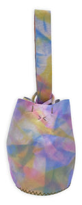 navigli bag | pink, blue, and yellow tie-dye upcycled leather