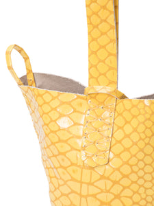 navigli bag | yellow snake-embossed leather