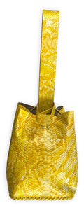navigli bag | yellow snake-embossed upcycled leather