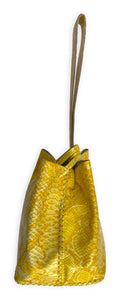 navigli bag | yellow snake-embossed upcycled leather