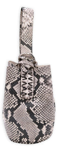 navigli bag | gray and black snake-embossed leather