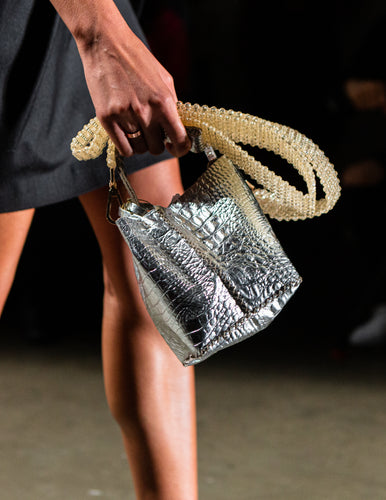 transparent beige hand-beaded strap - Volta Atelier