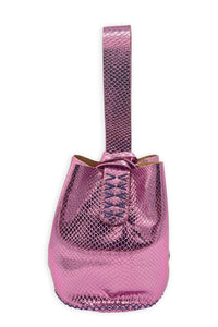 navigli bag | metallic pink snake-embossed upcycled leather