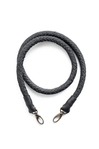 hand-braided leather strap - black - Volta Atelier