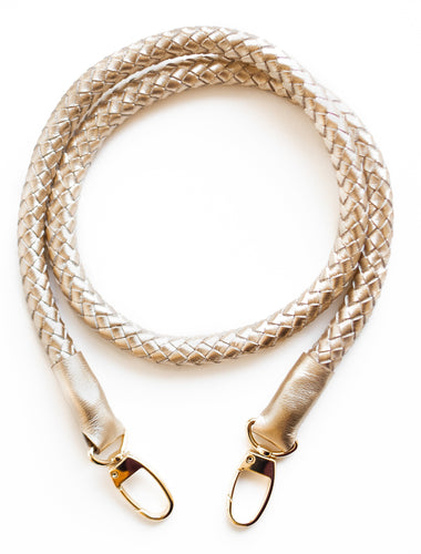hand-braided leather strap - light gold - Volta Atelier